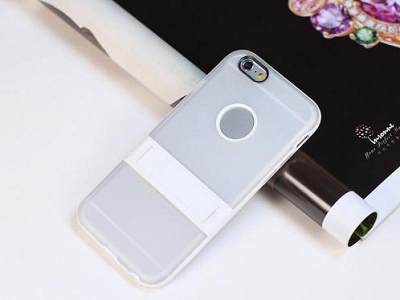 White TPU Soft holder Stand Case Cover Skin Protective for Apple iPhone 6 Plus 5.5"