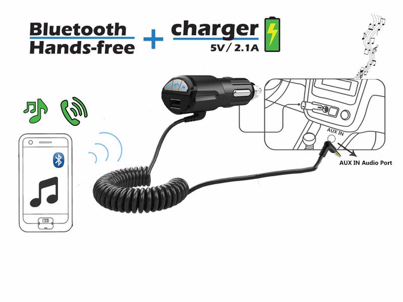 3 in 1 Music Handsfree USB Charger Car AUX Wireless Bluetooth Stereo Receiver Adapter