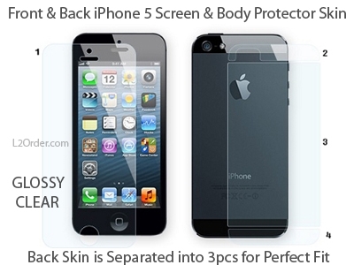 Glossy Crystal Clear Transparent Front Back LCD Screen Protector Skin Film Guard for Apple iPhone 5 5S 5C