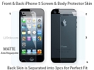 Screen Protector Film - Anti Glare Matte Front Back LCD LED Screen Glass Protector Skin Film Guard for Apple iPhone 5 5S 5C