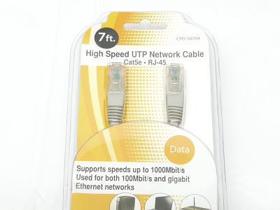 High Speed UTP Ethernet Network Cable Cat5e RJ-45 7ft.