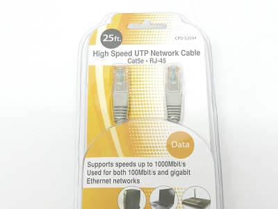 High Speed UTP Ethernet Network Cable Cat5e RJ-45 25ft.