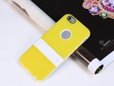Yellow TPU Soft Holder Stand Case Cover Skin Protective for Apple iPhone 6 4.7"