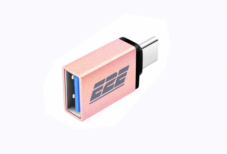 E2E Rose Gold USB 3.0 to USB Type-C OTG Adapter for USB-C Devices Smart Phone Table and Laptop