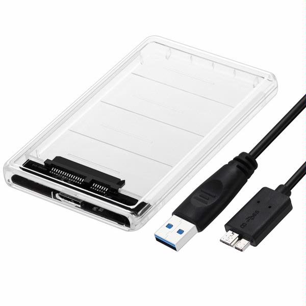 L2TechEase Transparent Clear USB 3.0 2.5" SATA Hard Drive HDD Solid State Drive SSD Enclosure External Case