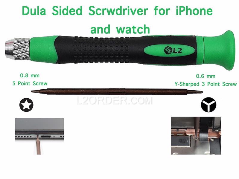 Dual Sided 0.8mm 5 Point Star and 0.6mm Trigram Y-Sharped 3 Point Screwdriver for Apple iPhone 7/8 4.7" 7/8 plus 5.5" X 5.8" and Watch 
